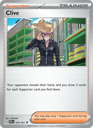 Clive Paldean Fates Pokémon TCG Uncommon 078