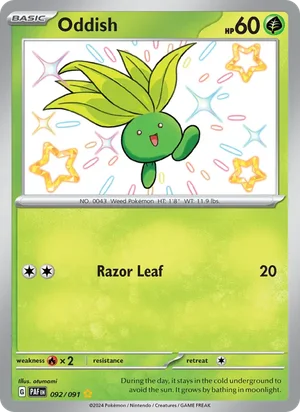 Oddish Paldean Fates Pokémon TCG Shiny Rare 092