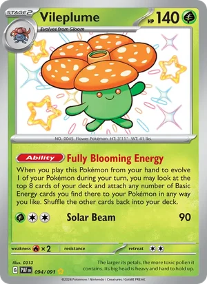 Vileplume Paldean Fates Pokémon TCG Shiny Rare 094