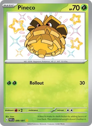 Pineco Paldean Fates Pokémon TCG Shiny Rare 099