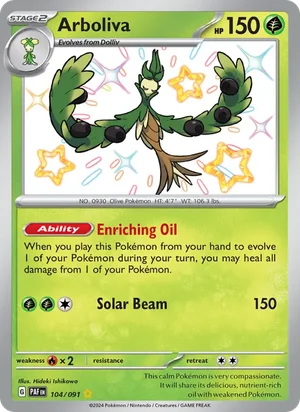 Arboliva Paldean Fates Pokémon TCG Shiny Rare 104