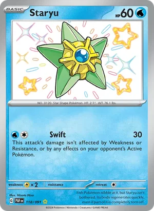Staryu Paldean Fates Pokémon TCG Shiny Rare 118