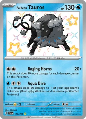 Paldean Tauros Paldean Fates Pokémon TCG Shiny Rare 120