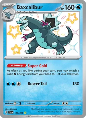 Baxcalibur Paldean Fates Pokémon TCG Shiny Rare 130