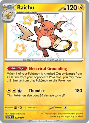Raichu Paldean Fates Pokémon TCG Shiny Rare 132