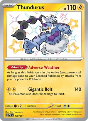 Thundurus Paldean Fates Pokémon TCG Shiny Rare 139