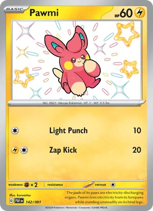 Pawmi Paldean Fates Pokémon TCG Shiny Rare 142
