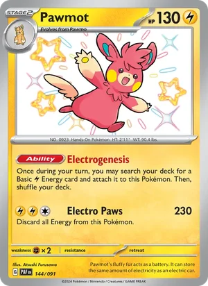 Pawmot Paldean Fates Pokémon TCG Shiny Rare 144