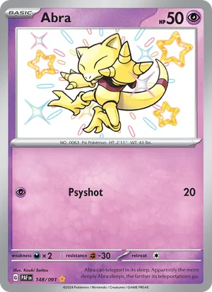 Abra Paldean Fates Pokémon TCG Shiny Rare 148