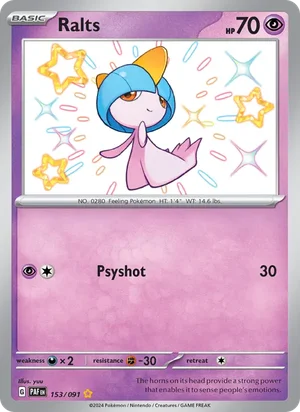 Ralts Paldean Fates Pokémon TCG Shiny Rare 153