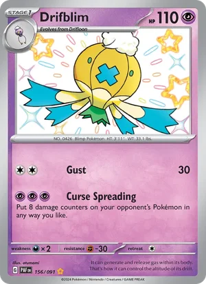 Drifblim Paldean Fates Pokémon TCG Shiny Rare 156