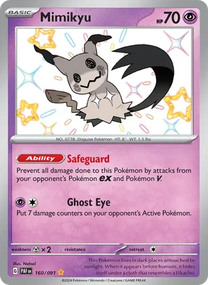 Mimikyu -160/091 Paldean Fates Pokémon TCG Shiny Rare 160