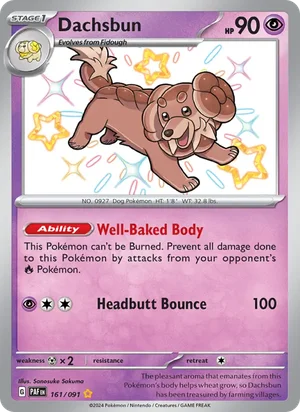 Dachsbun Paldean Fates Pokémon TCG Shiny Rare 161