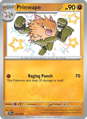 Primeape Paldean Fates Pokémon TCG Shiny Rare 170
