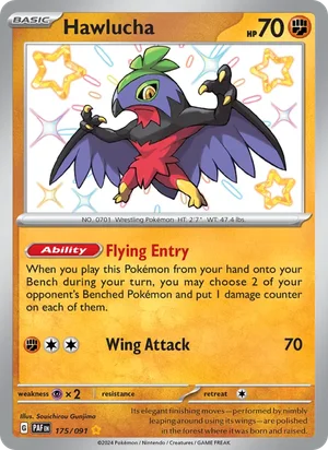 Hawlucha Paldean Fates Pokémon TCG Shiny Rare 175
