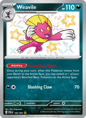 Weavile Paldean Fates Pokémon TCG Shiny Rare 183