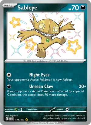 Sableye Paldean Fates Pokémon TCG Shiny Rare 184
