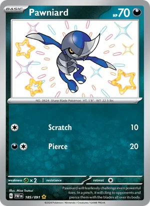 Pawniard Paldean Fates Pokémon TCG Shiny Rare 185