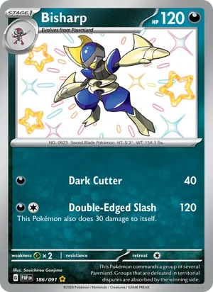 Bisharp Paldean Fates Pokémon TCG Shiny Rare 186