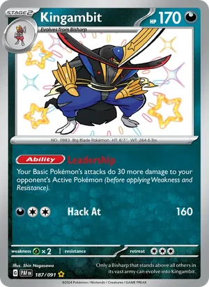 Kingambit Paldean Fates Pokémon TCG Shiny Rare 187