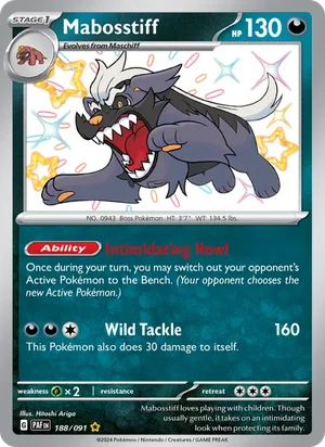 Mabosstiff Paldean Fates Pokémon TCG Shiny Rare 188