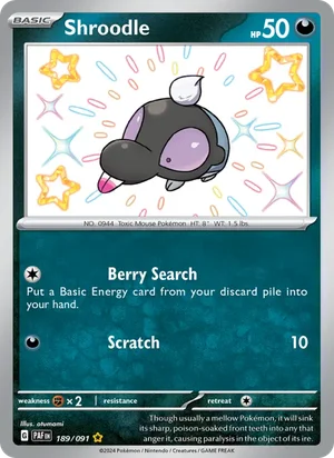 Shroodle Paldean Fates Pokémon TCG Shiny Rare 189