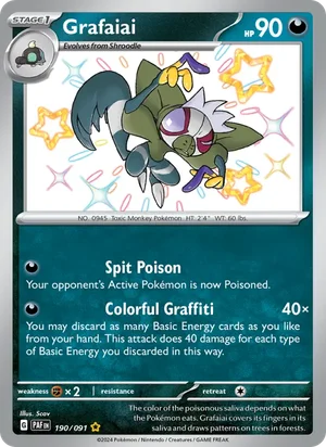 Grafaiai Paldean Fates Pokémon TCG Shiny Rare 190