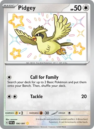 Pidgey Paldean Fates Pokémon TCG Shiny Rare 196