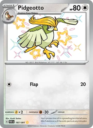 Pidgeotto Paldean Fates Pokémon TCG Shiny Rare 197