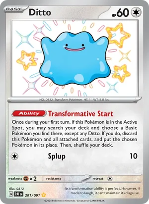 Ditto Paldean Fates Pokémon TCG Shiny Rare 201