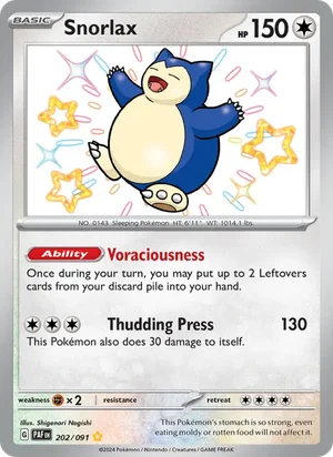 Snorlax Paldean Fates Pokémon TCG Shiny Rare 202