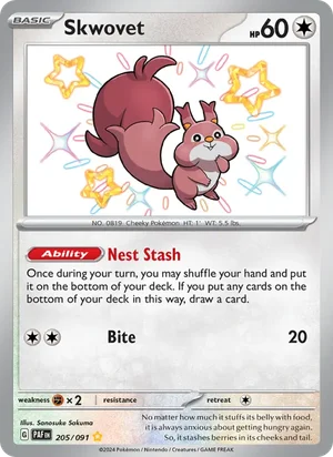 Skwovet Paldean Fates Pokémon TCG Shiny Rare 205