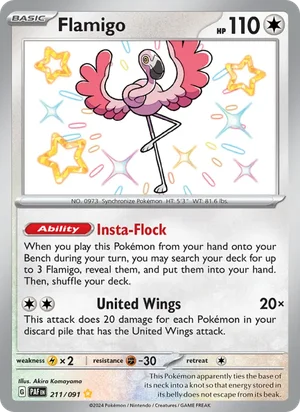 Flamigo Paldean Fates Pokémon TCG Shiny Rare 211