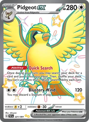 Pidgeot ex Paldean Fates Pokémon TCG Shiny Ultra Rare 221