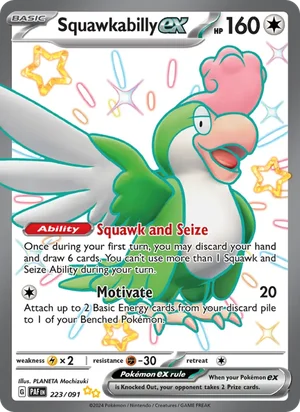 Squawkabilly ex Paldean Fates Pokémon TCG Shiny Ultra Rare 223