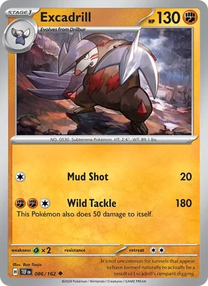 Excadrill Temporal Forces Pokémon TCG Uncommon 086