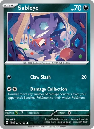 Sableye Temporal Forces Pokémon TCG Uncommon 107