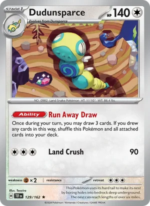 Dudunsparce Temporal Forces Pokémon TCG Rare 129