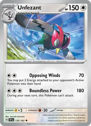 Unfezant Temporal Forces Pokémon TCG Uncommon 135