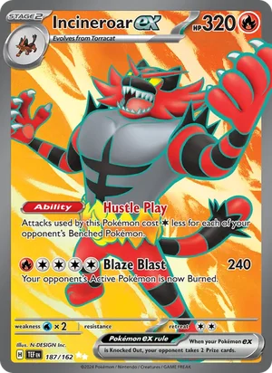 Incineroar ex Temporal Forces Pokémon TCG Ultra Rare 187