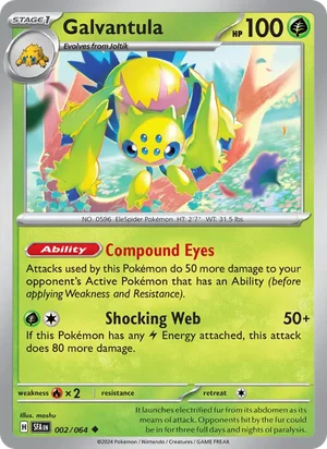 Galvantula 002/064 Uncommon, Shrouded Fable Pokémon TCG card