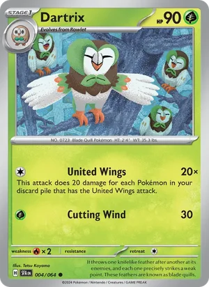 Dartrix 004/064 Common, Shrouded Fable Pokémon TCG card