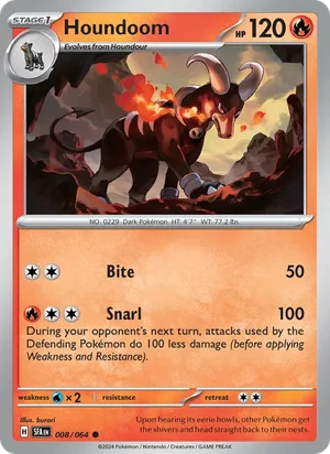 Houndoom 008/064 Common, Shrouded Fable Pokémon TCG card