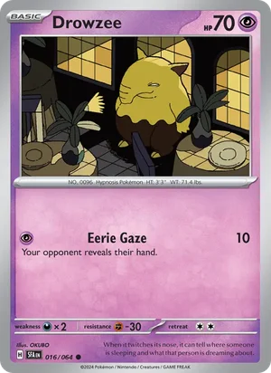 Drowzee 016/064 Common, Shrouded Fable Pokémon TCG card