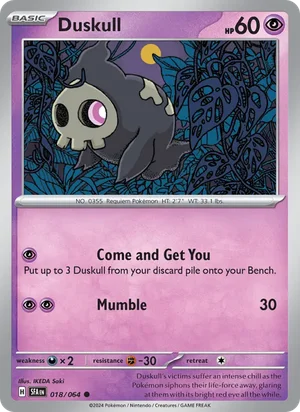 Duskull 018/064 Common, Shrouded Fable Pokémon TCG card