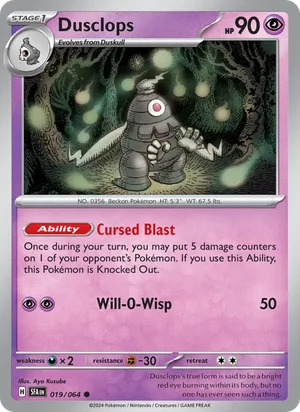 Dusclops 019/064 Common, Shrouded Fable Pokémon TCG card