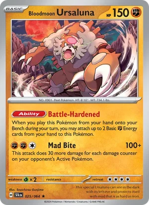 Bloodmoon Ursaluna 025/064 Rare, Shrouded Fable Pokémon TCG card