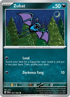 Zubat 027/064 Common, Shrouded Fable Pokémon TCG card