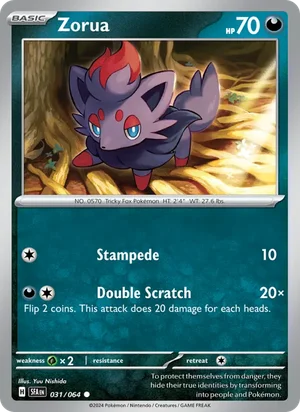 Zorua 031/064 Common, Shrouded Fable Pokémon TCG card