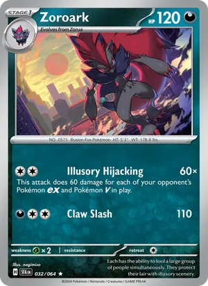 Zoroark 032/064 Rare, Shrouded Fable Pokémon TCG card